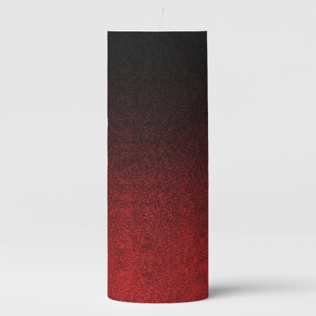 Falln Red & Black Glitter Gradient Pillar Candle (Front)