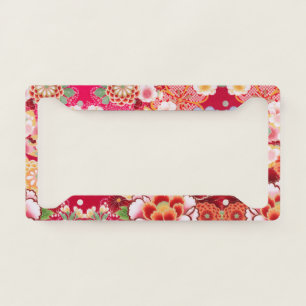 Falln Red Floral Burst License Plate Frame