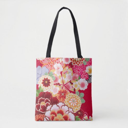 Falln Red Floral Burst Tote Bag