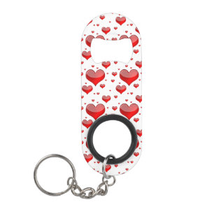 Falln Red Hearts (You Choose Background Color!) Keychain Bottle Opener