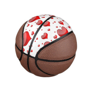 Falln Red Hearts (You Choose Background Color!) Mini Basketball