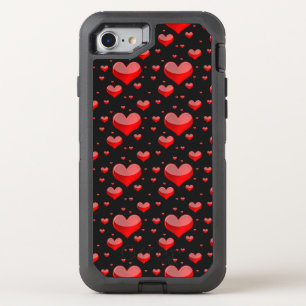 Falln Red Hearts (You Choose Background Color!) OtterBox Defender iPhone SE/8/7 Case