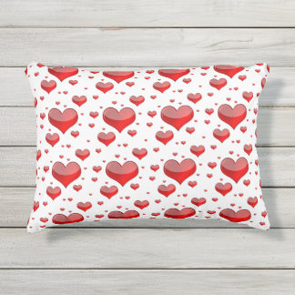 Falln Red Hearts (You Choose Background Color!) Outdoor Pillow
