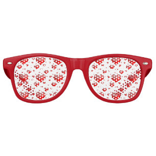 Falln Red Hearts (You Choose Background Color!) Retro Sunglasses