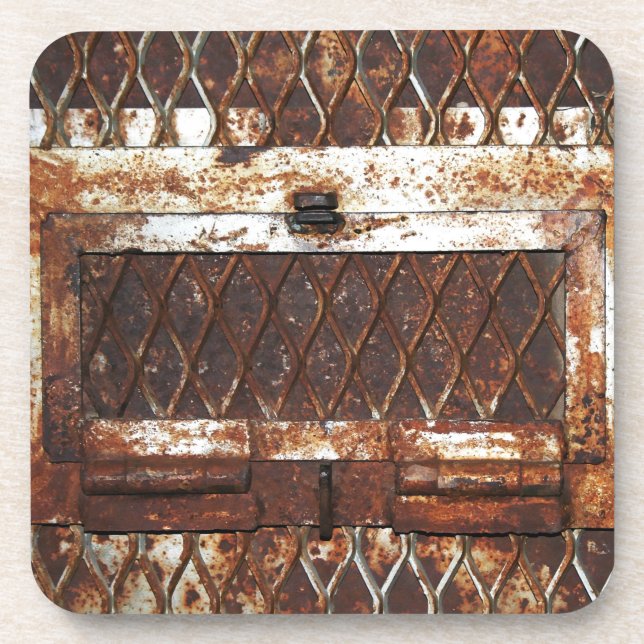 Falln Rusted Window Beverage Coaster (Front)
