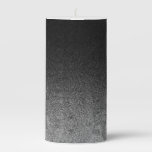 Falln Silver &amp; Black Glitter Gradient Pillar Candle