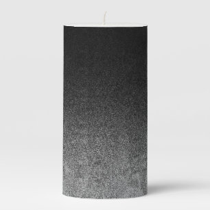 Falln Silver & Black Glitter Gradient Pillar Candle