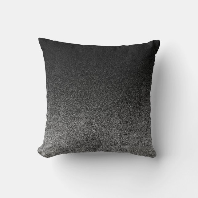 Falln Silver & Black Glitter Gradient Throw Pillow (Front)