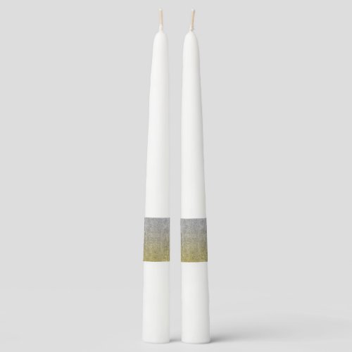 Falln Silver  Gold Glitter Gradient Taper Candle