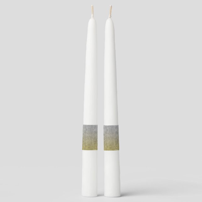 Falln Silver & Gold Glitter Gradient Taper Candle (Front)