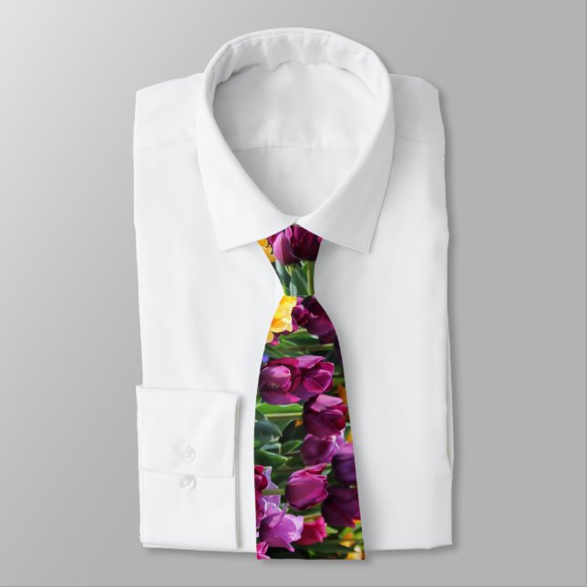 Falln Sunset Floral River Neck Tie (Tied)
