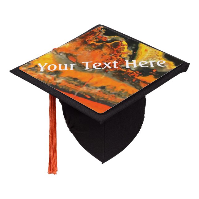 Falln Swirled Orange Stones Graduation Cap Topper (Angled)