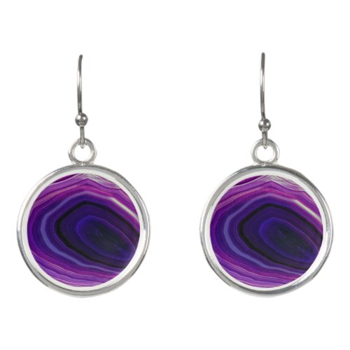 Falln Swirled Purple Geode Earrings