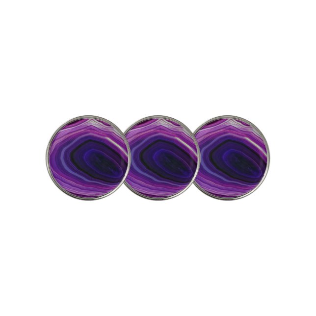 Falln Swirled Purple Geode Golf Ball Marker (3 Up)