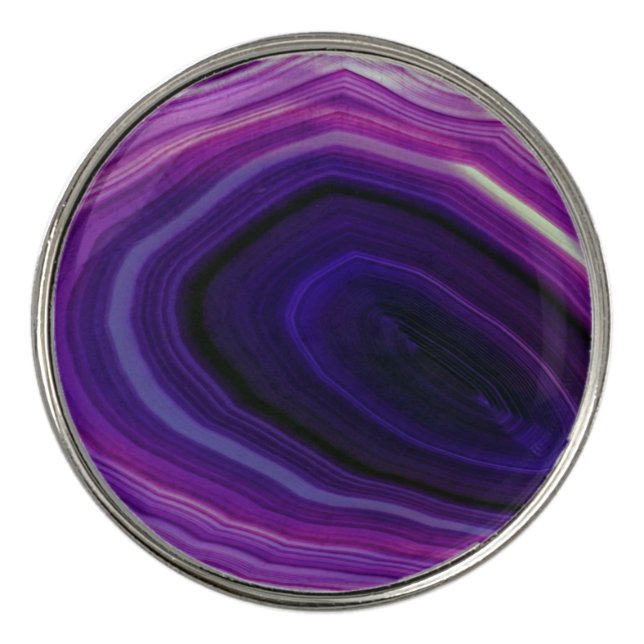 Falln Swirled Purple Geode Golf Ball Marker (Front)