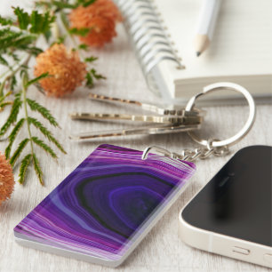 Falln Swirled Purple Geode Keychain