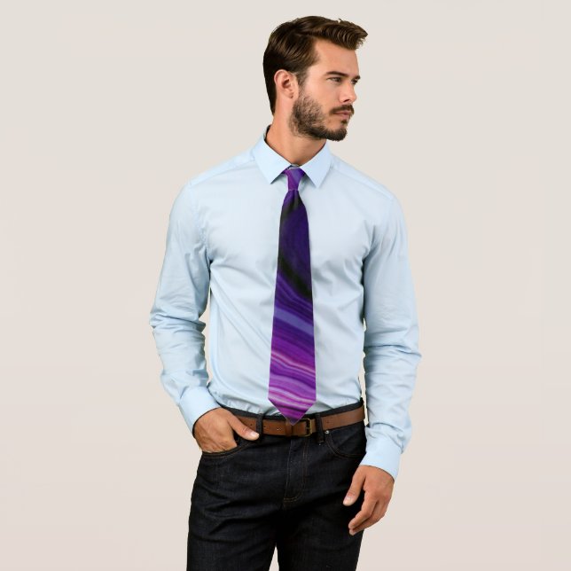 Falln Swirled Purple Geode Neck Tie (In Situ)
