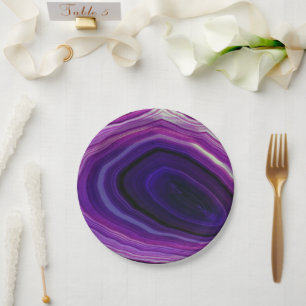 Falln Swirled Purple Geode Paper Plates