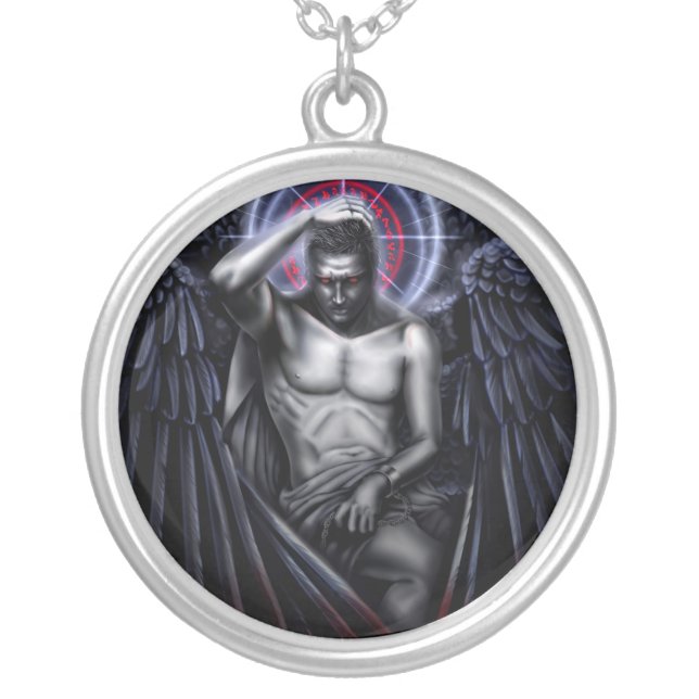 Falln Sympathy For The Devil Silver Plated Necklace (Front)