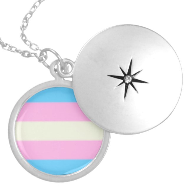 Falln Transgender Pride Flag Silver Plated Necklace (Front)