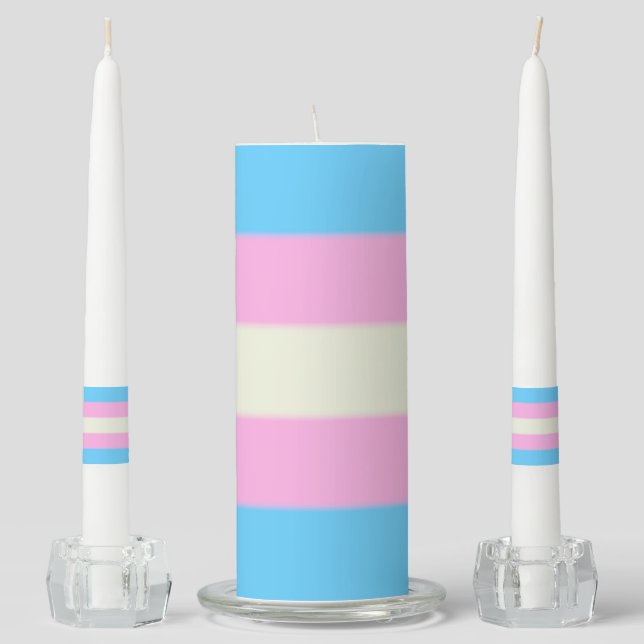 Falln Transgender Pride Flag Unity Candle Set (Front)