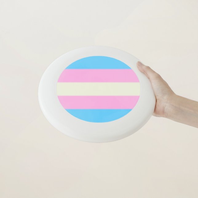 Falln Transgender Pride Flag Wham-O Frisbee (In Hand)