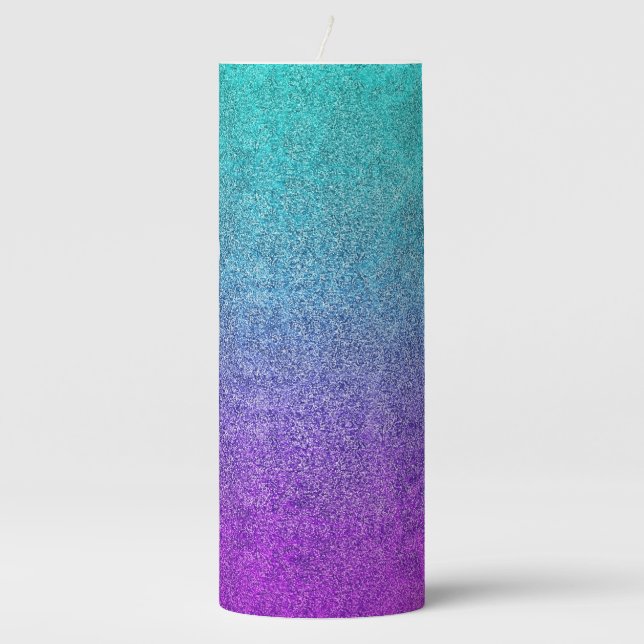 Falln Tropical Dusk Glitter Gradient Pillar Candle (Front)