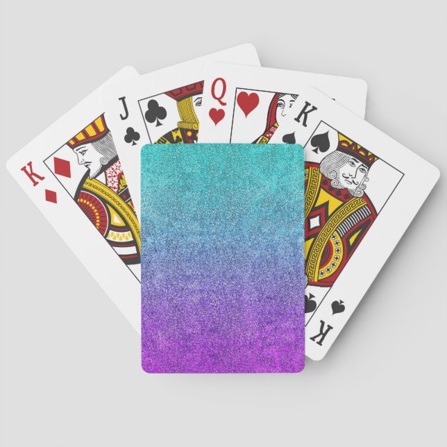 Falln Tropical Dusk Glitter Gradient Poker Cards (Back)