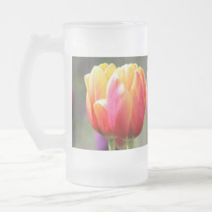 Falln Tulips Aflame Frosted Glass Beer Mug