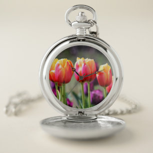 Falln Tulips Aflame Pocket Watch