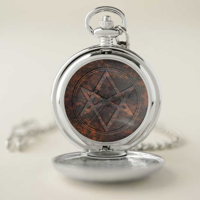 Falln Unicursal Hexagram Leather Pocket Watch (Inside)