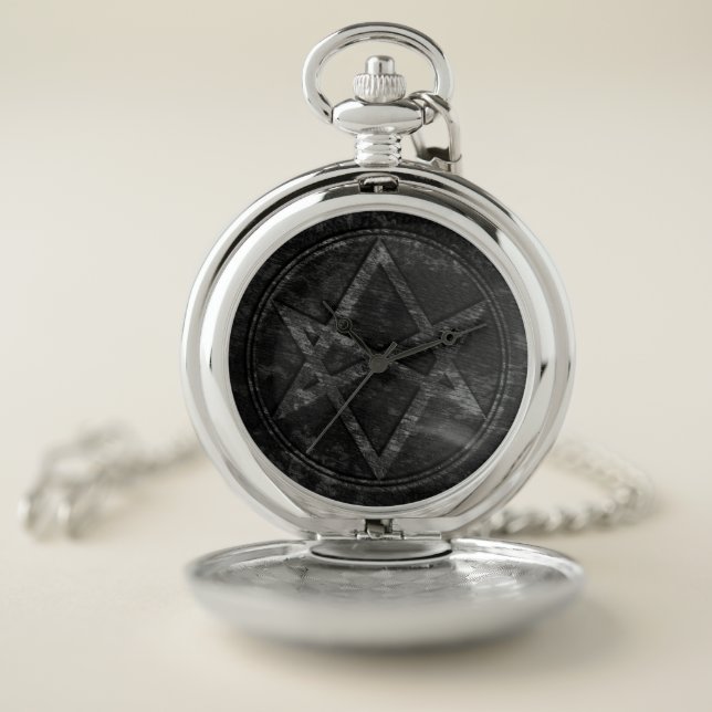 Falln Unicursal Hexagram Leather Pocket Watch (Inside)