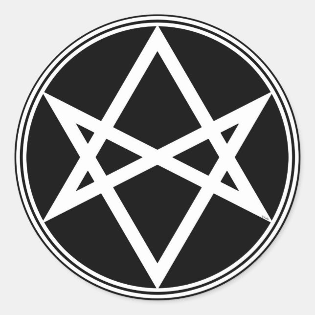 Falln Unicursal Hexagram White Classic Round Sticker (Front)
