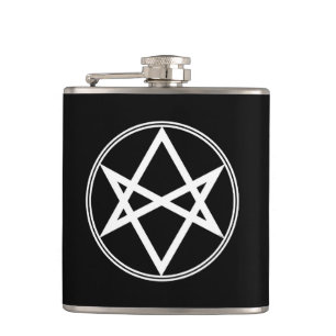 Falln Unicursal Hexagram White Hip Flask