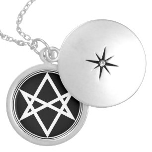 Falln Unicursal Hexagram White Silver Plated Necklace