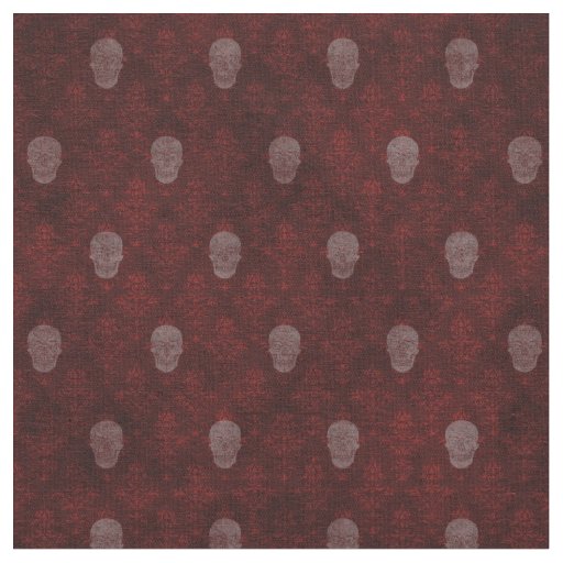 Falln Victorian Skulls Red Fabric