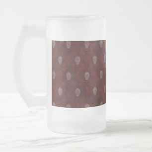 Falln Victorian Skulls Red Frosted Glass Beer Mug