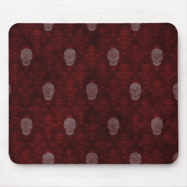 Falln Victorian Skulls Red Mouse Pad (Front)