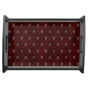 Falln Victorian Skulls Red Serving Tray
