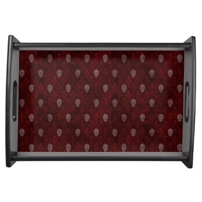 Falln Victorian Skulls Red Serving Tray (Front)