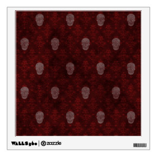 Falln Victorian Skulls Red Wall Sticker