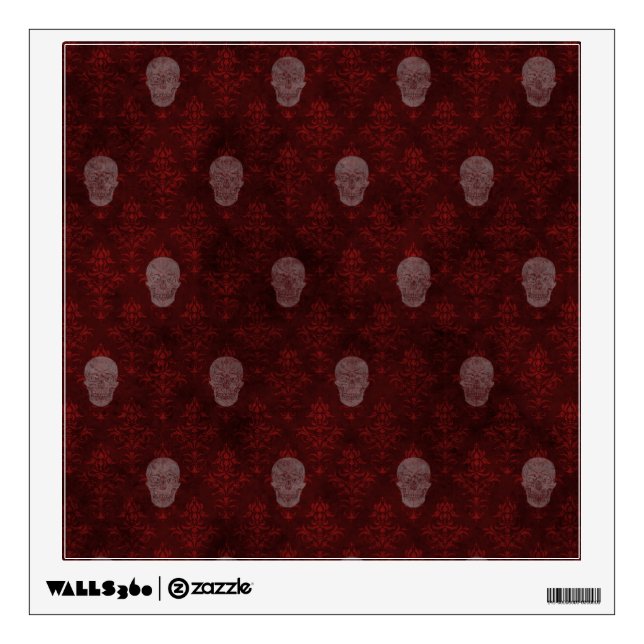 Falln Victorian Skulls Red Wall Sticker (Front)