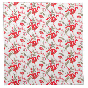 Falln Vintage Merry Christmas Candles Napkin