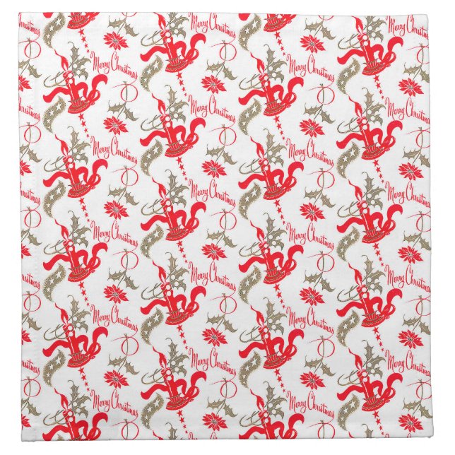 Falln Vintage Merry Christmas Candles Napkin (Front)