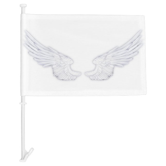 Falln White Angel Wings Car Flag (Front)
