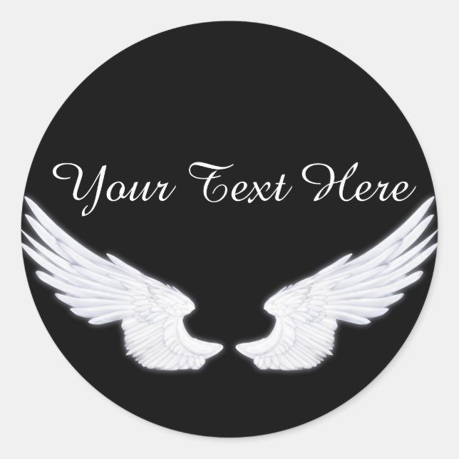 Falln White Angel Wings Classic Round Sticker (Front)