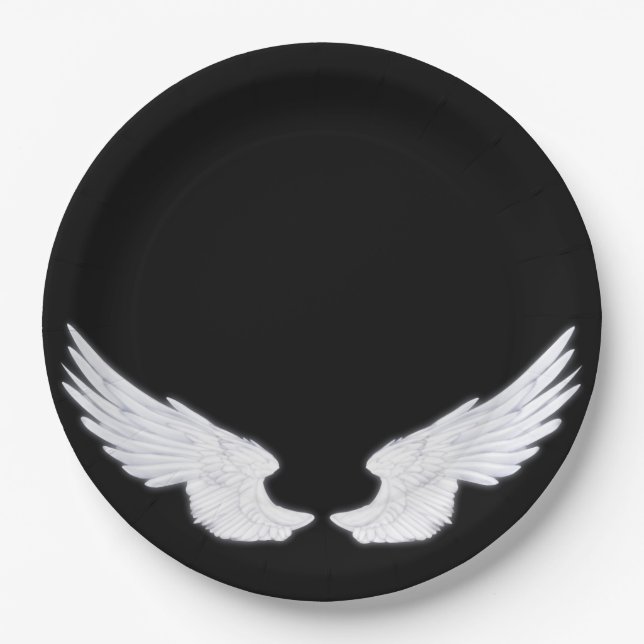 Falln White Angel Wings Paper Plates (Front)