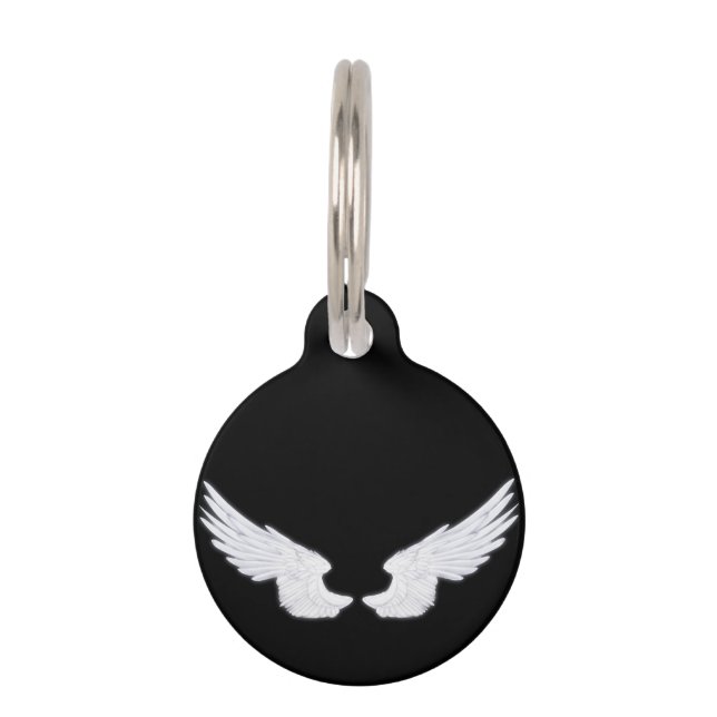 Falln White Angel Wings Pet Name Tag (Front)