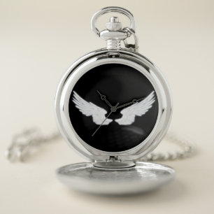 Falln White Angel Wings Pocket Watch
