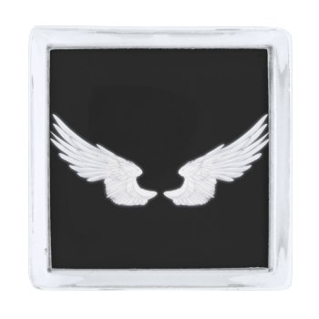 Falln White Angel Wings Silver Finish Lapel Pin by FallnAngelCreations at Zazzle